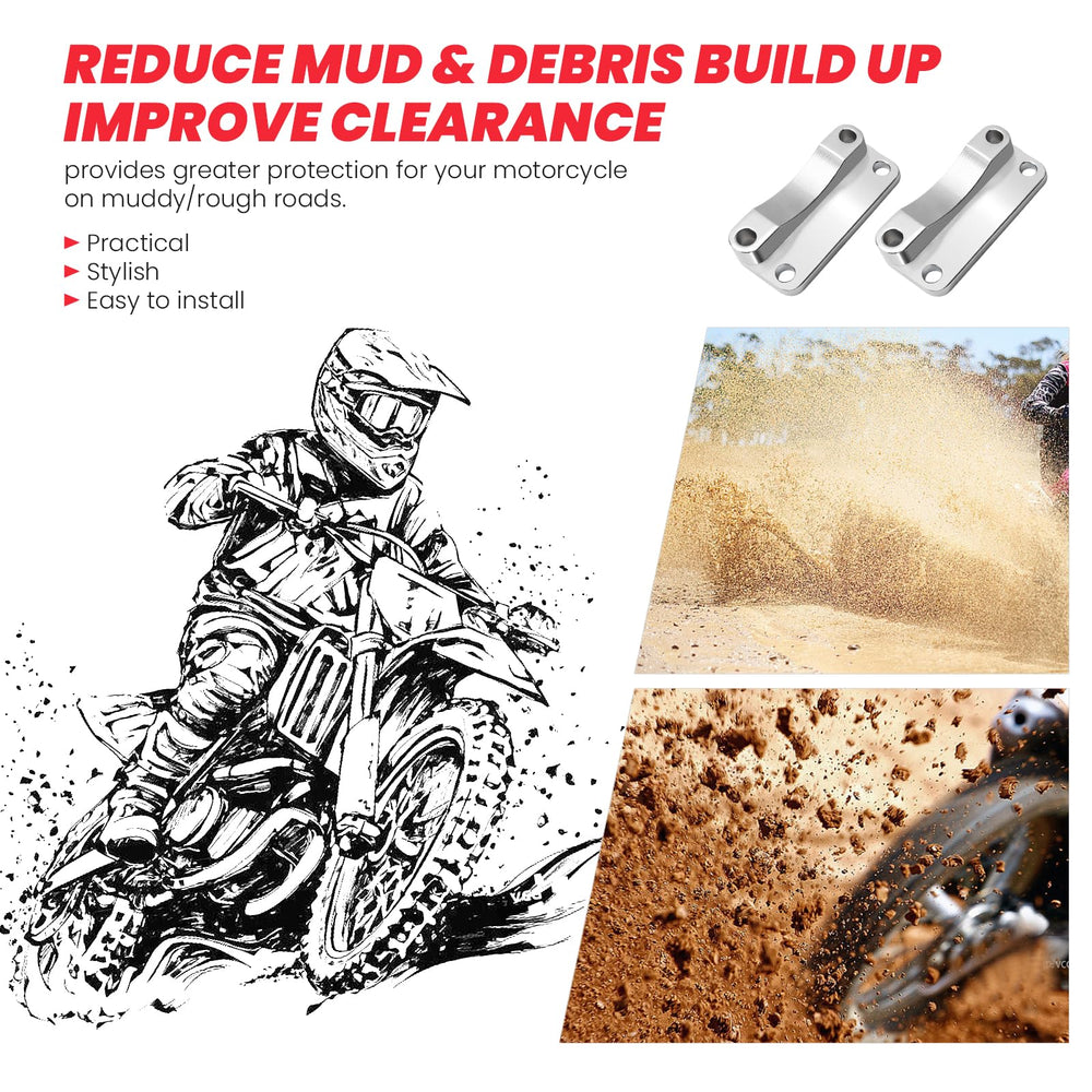 Kekykm front fender riser 20mm instruction sheet illustrating step-by-step install