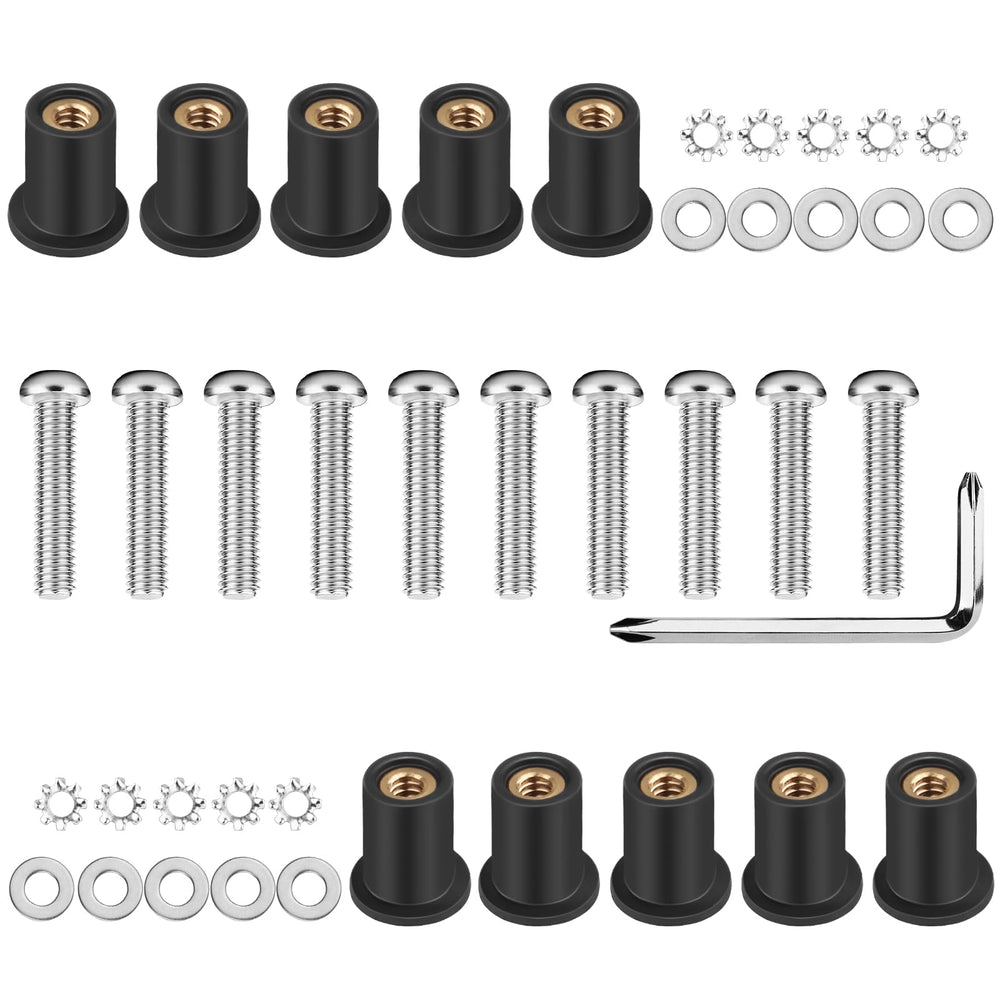 Kekykm headlight nacelle well nuts kit laid out for Harley Touring, ready to install