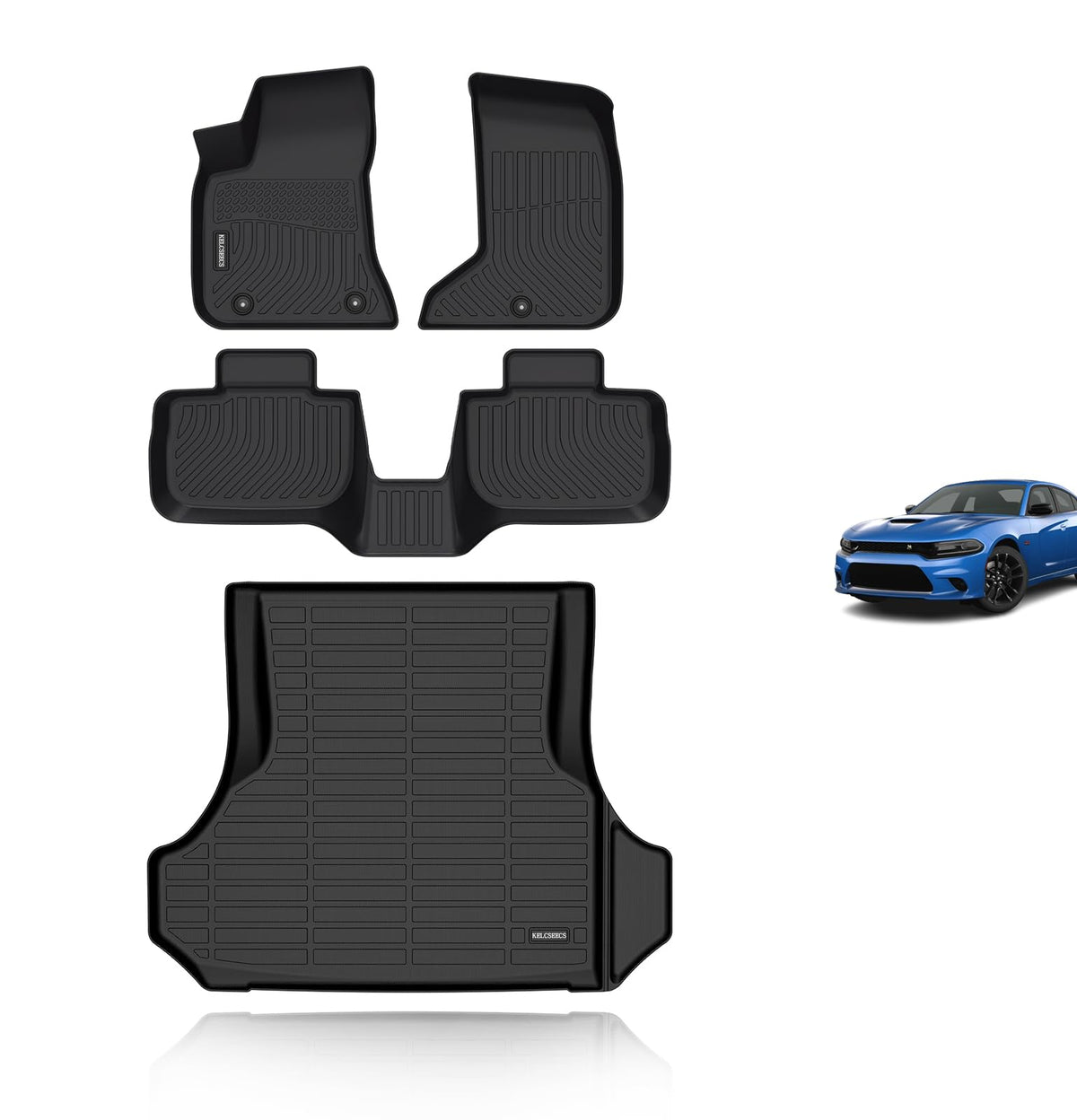 KELCSEECS floor mat front view with all-weather protection against spills