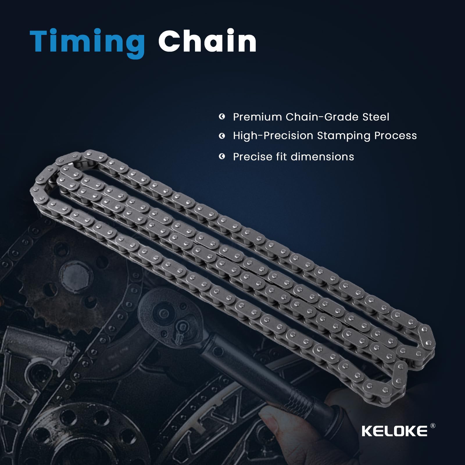 KELOKE upper timing chain guide helps smooth timing operation.