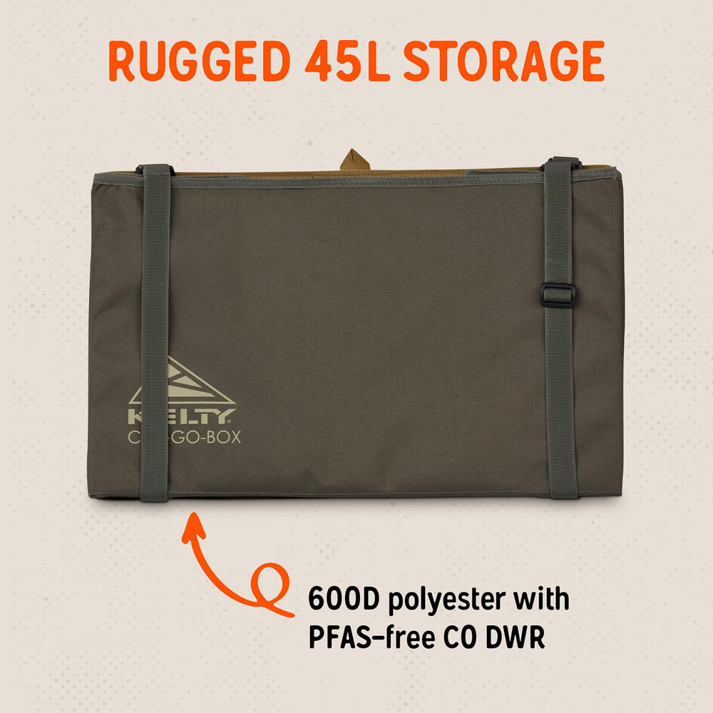 Kelty Car-Go-Box rugged 600D fabric withstands road trips and outdoor adventures.
