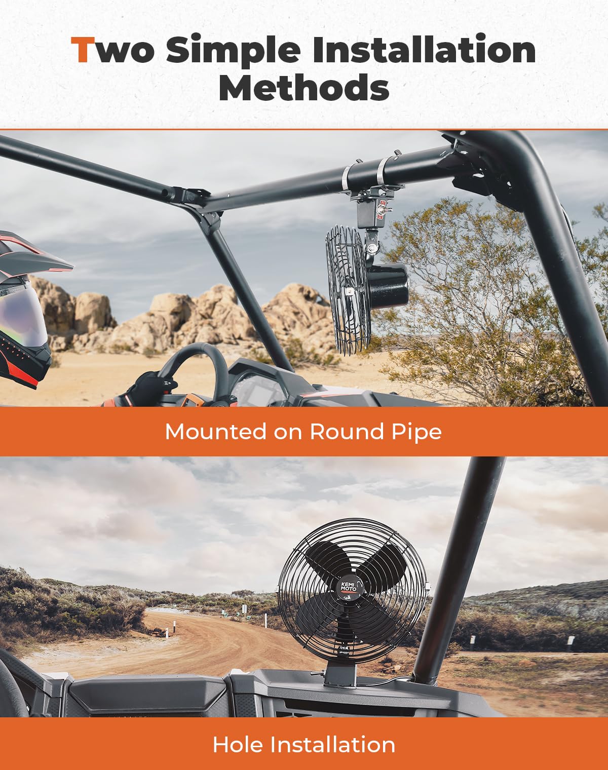 KEMIMOTO 12V cooling fan installed on an UTV application
