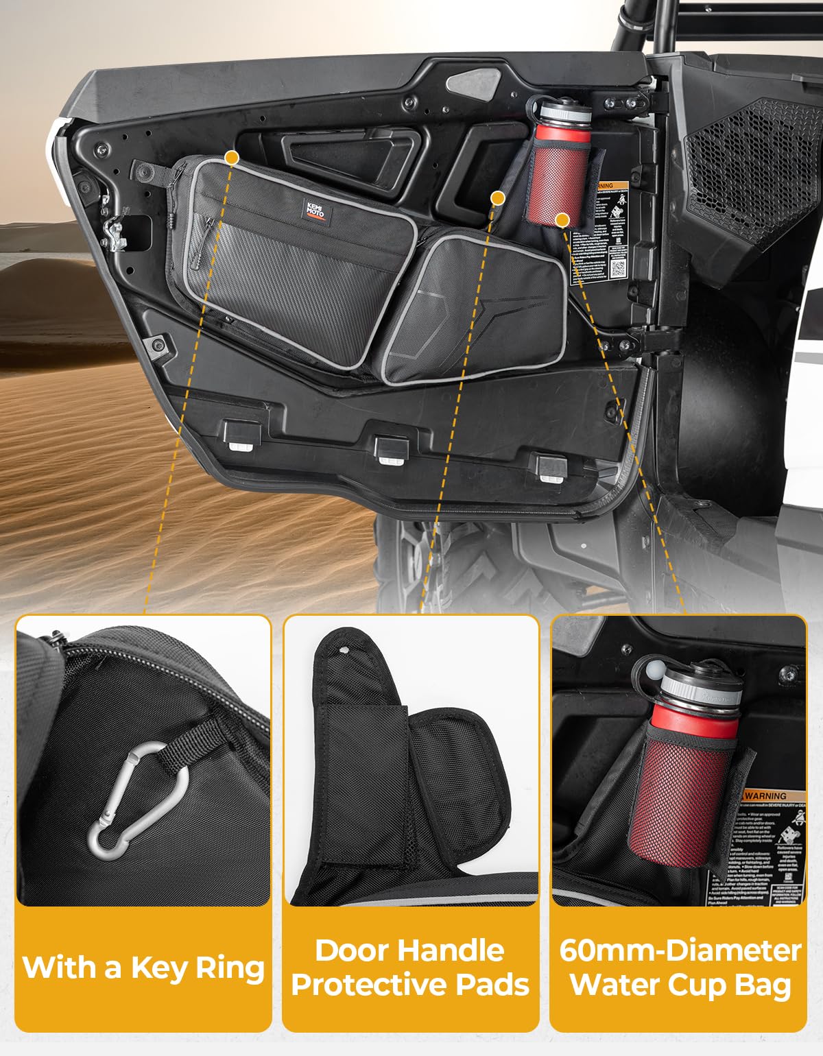 KEMIMOTO 1680D fabric guards against wear and dust in rugged environments.