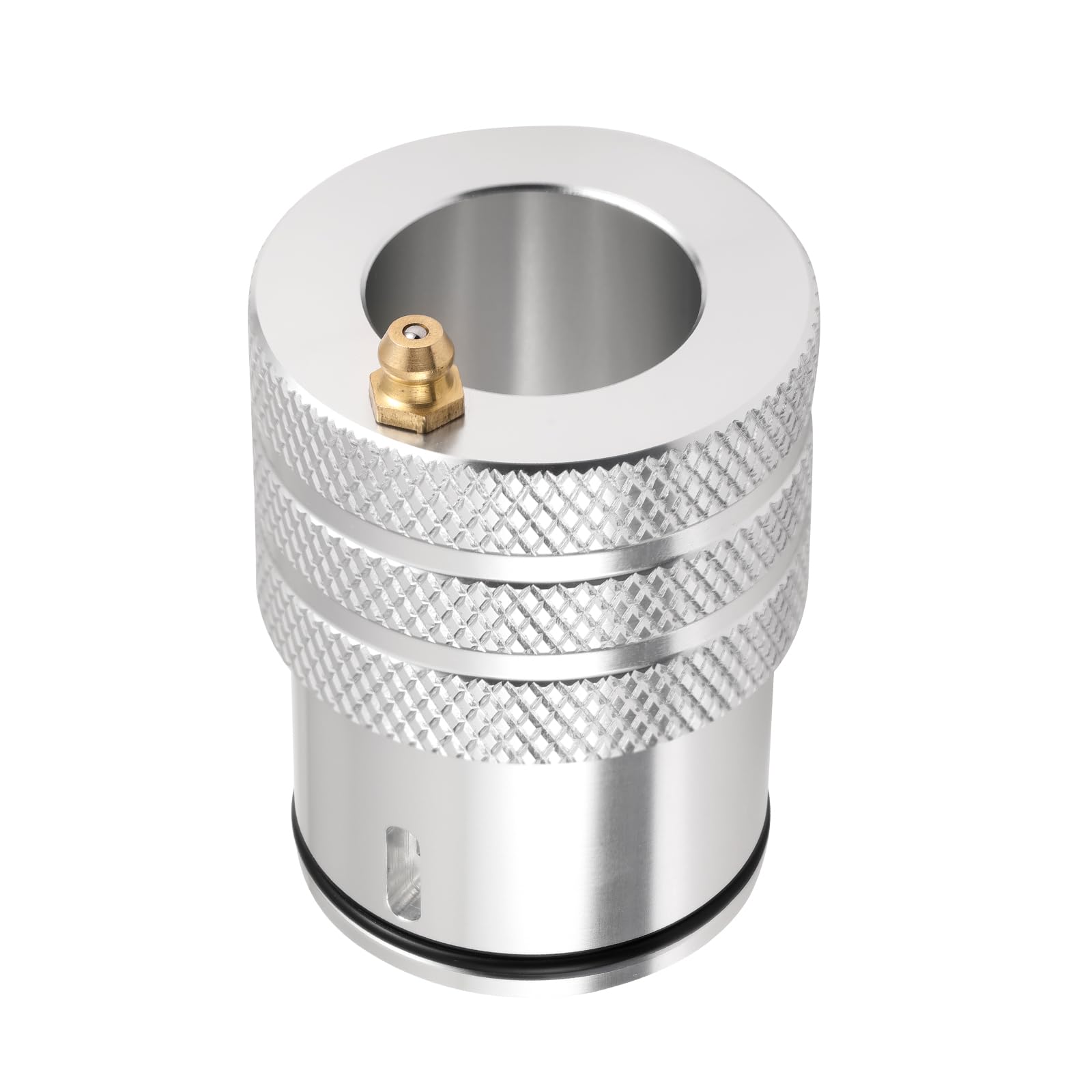 Kemimoto 44mm wheel bearing greaser front view showing compact aluminum tool for precise grease delivery