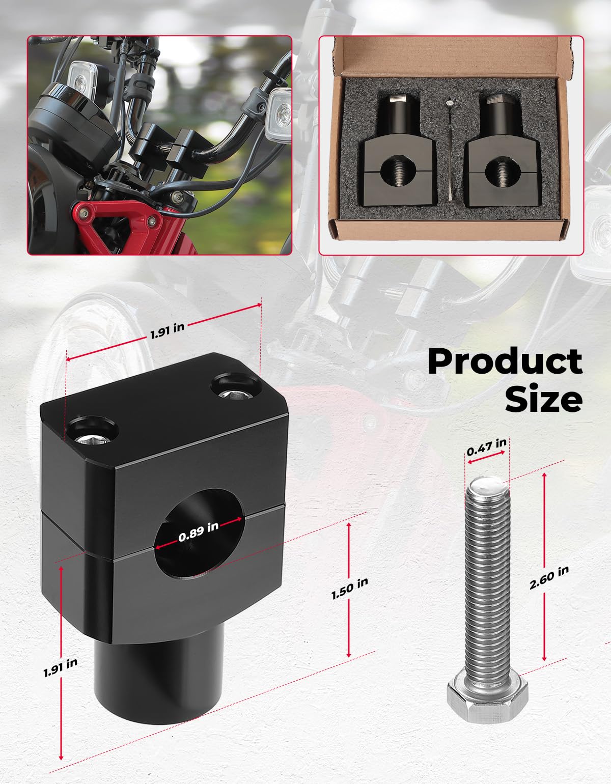 KEMIMOTO riser installed on ATV for better bar control and comfort