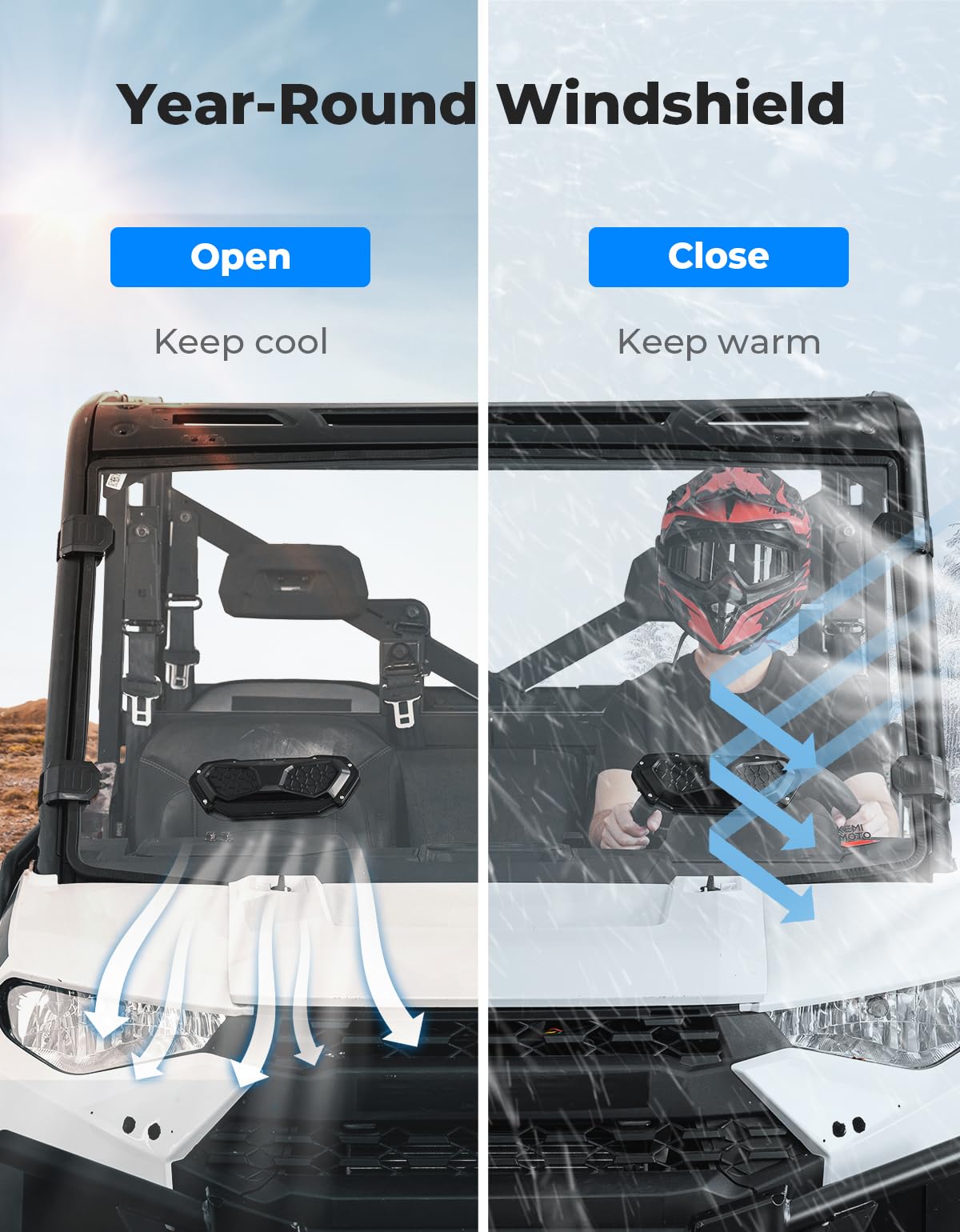 KEMIMOTO adjustable vents offer customizable airflow for on-trail comfort.