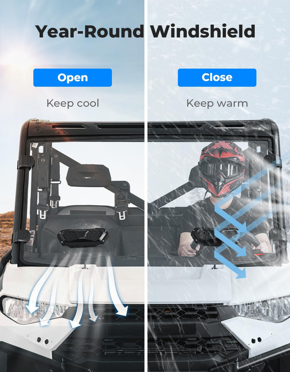 KEMIMOTO adjustable vents offer customizable airflow for on-trail comfort.