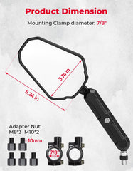KEMIMOTO 360-degree rotatable mirrors eliminate blind spots across riding conditions