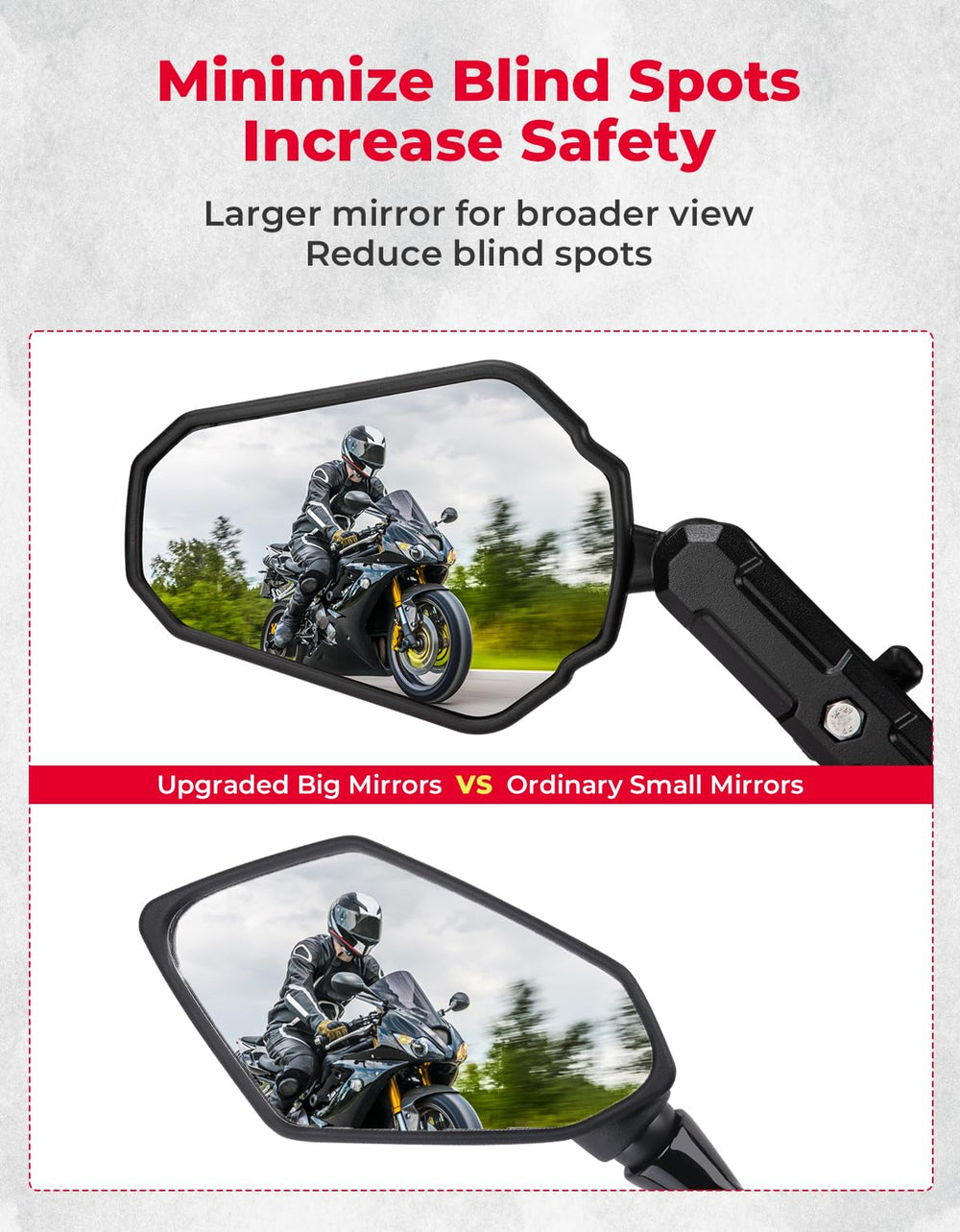 KEMIMOTO wide HD glass lenses deliver crisp, expansive rear views