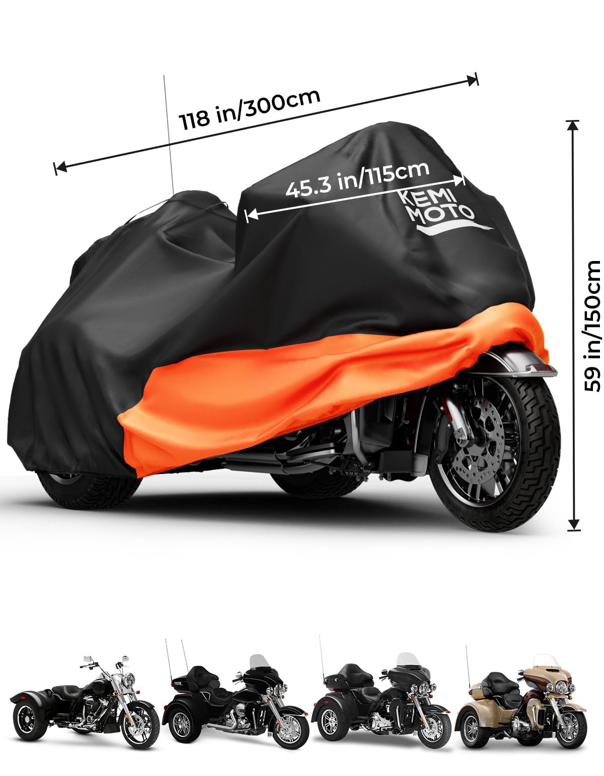 KEMIMOTO all-season trike cover protects from sun, dust, and rain