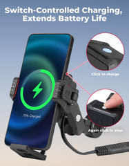 KEMIMOTO anti-theft mount with PD/USB-C port enables dual charging on trips.