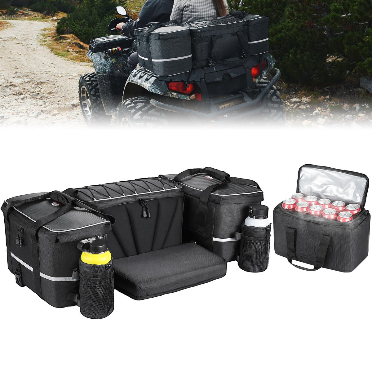 KEMIMOTO 74L ATV bag with three storage sections for organized gear