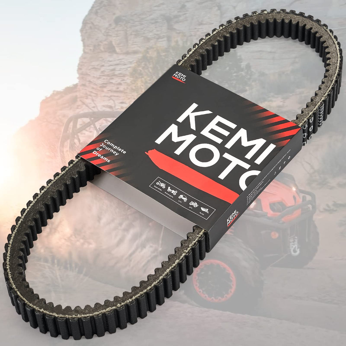 Kemimoto ATV CVT belt for Can-Am Maverick with aramid cords for durability.