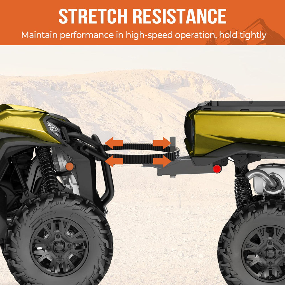 Kemimoto belt surface resists skidding on rough trails.