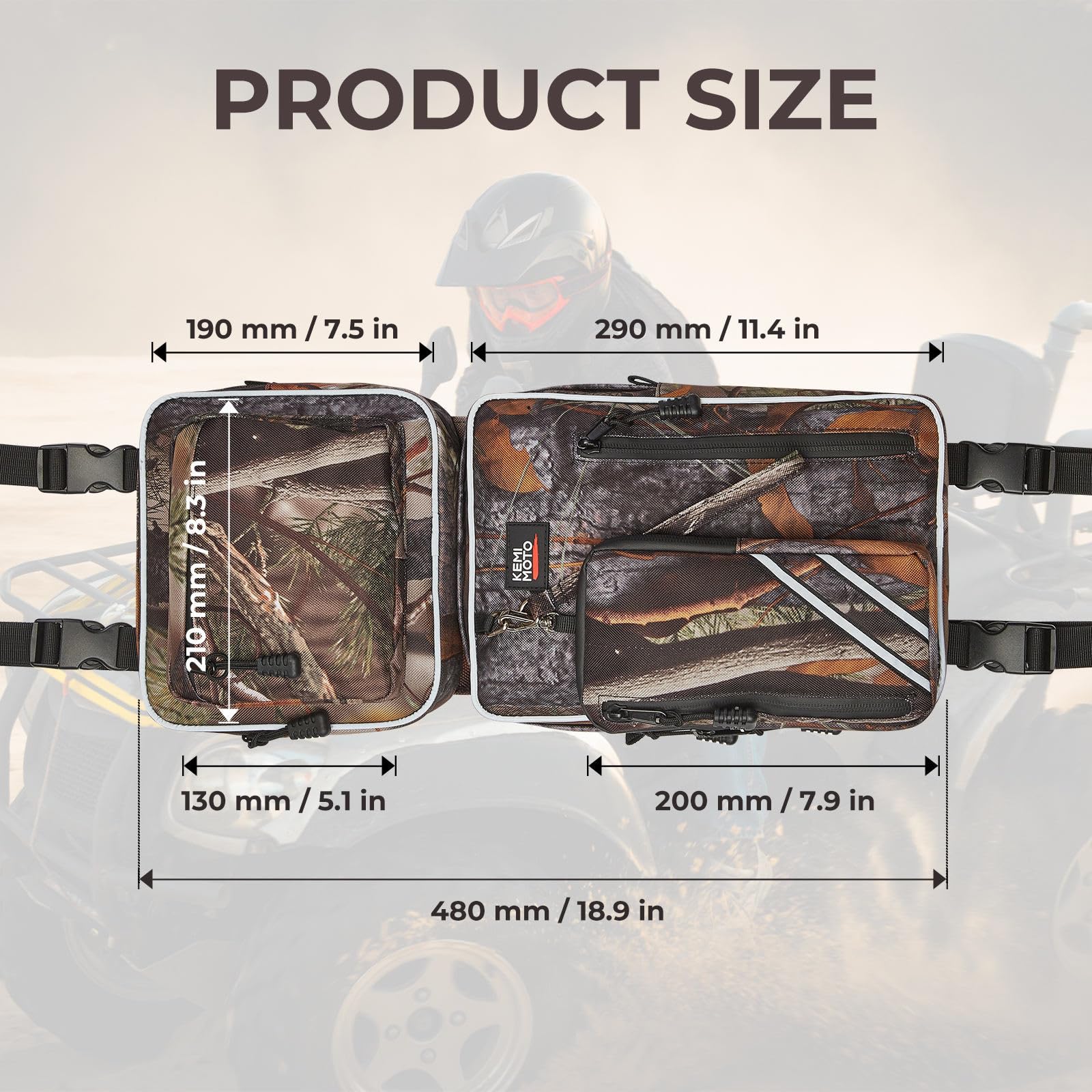 KEMIMOTO ATV Fender Bags universal compatibility with multiple ATV models.