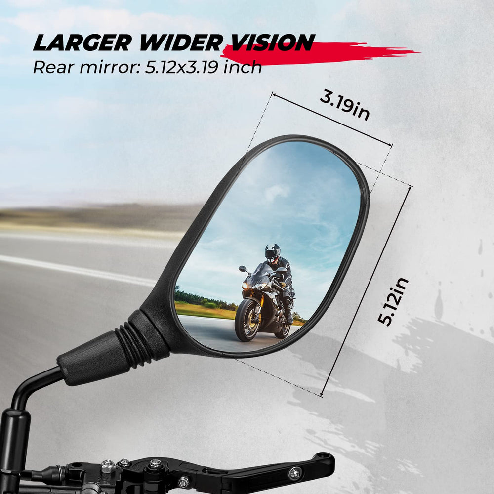 KEMIMOTO ATV mirrors with 360-degree adjustment ensure precise, customizable viewing angle.
