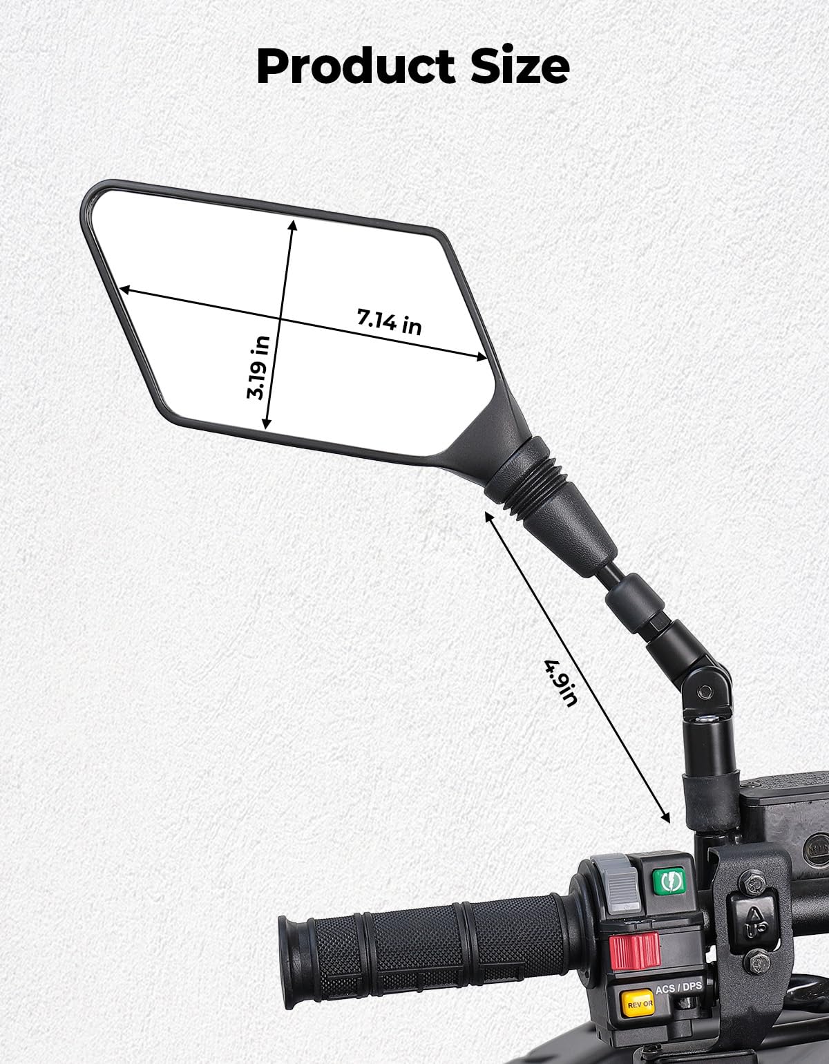 KEMIMOTO ATV mirrors with 7/8 inch handlebar mounts offer broad compatibility.