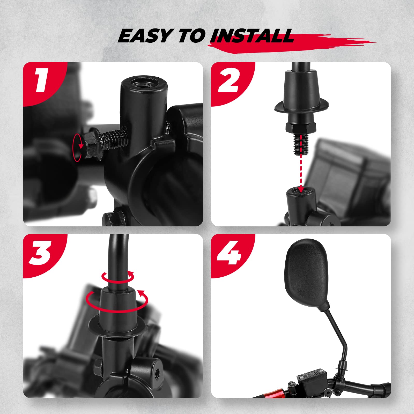 KEMIMOTO ATV mirrors aid safe reversing with clear rear visibility.