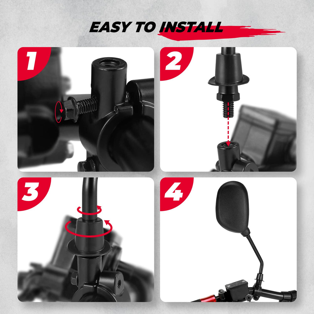 KEMIMOTO ATV mirrors aid safe reversing with clear rear visibility.