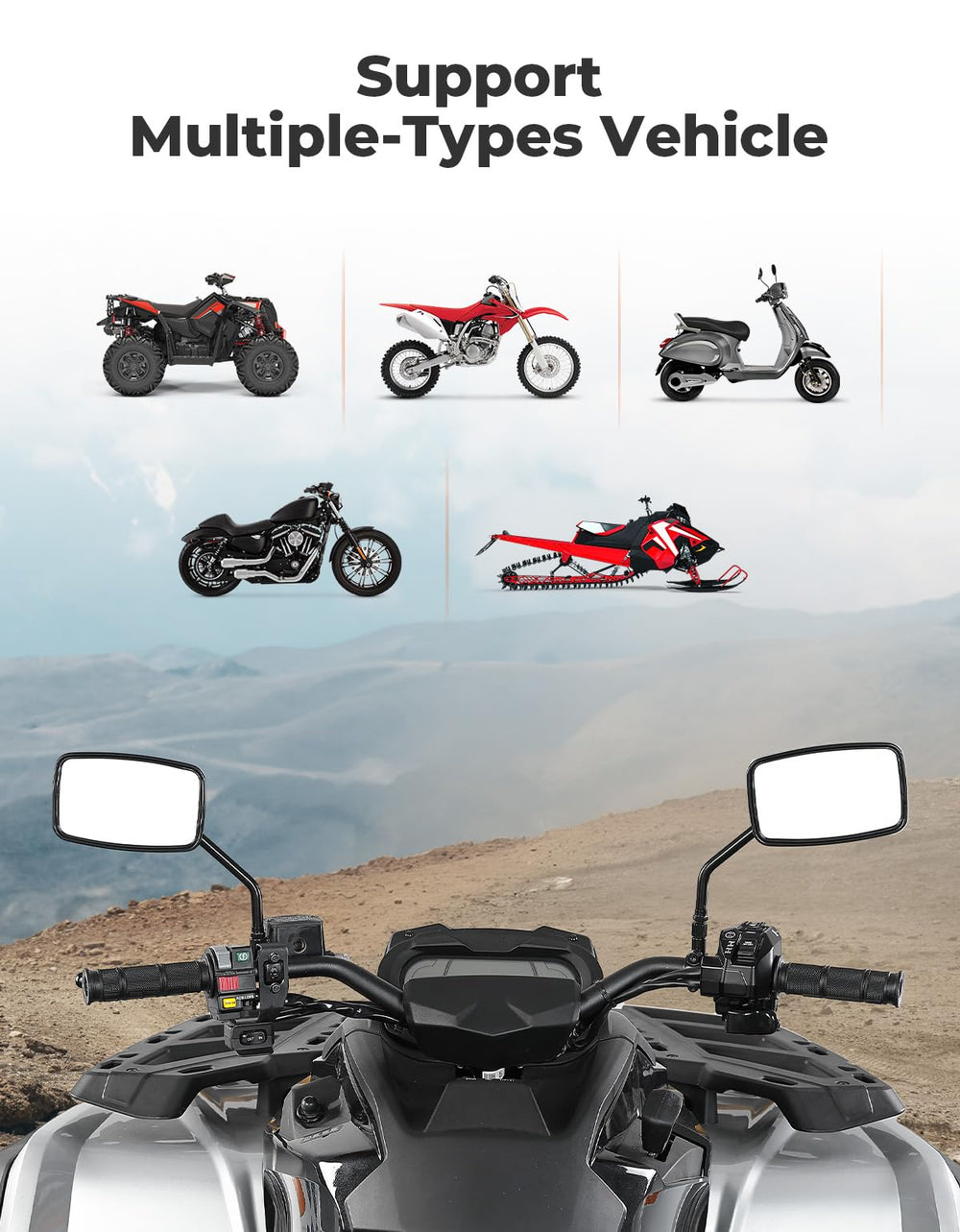 Kemimoto 7/8-inch handlebar compatibility fits ATVs and dirt bikes.