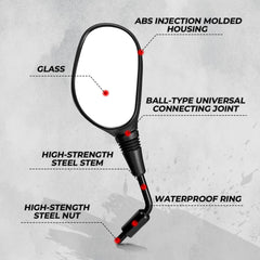 KEMIMOTO ATV mirrors protective rubber sleeve shields interfaces from rain and mud.