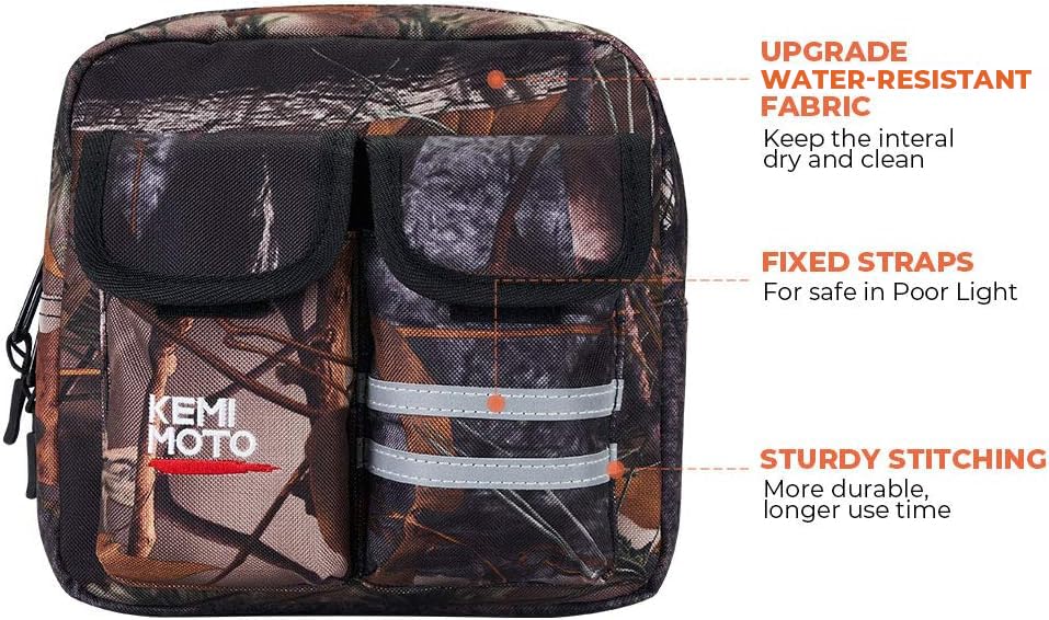 KEMIMOTO ATV bag showing internal and external pockets for organized storage.