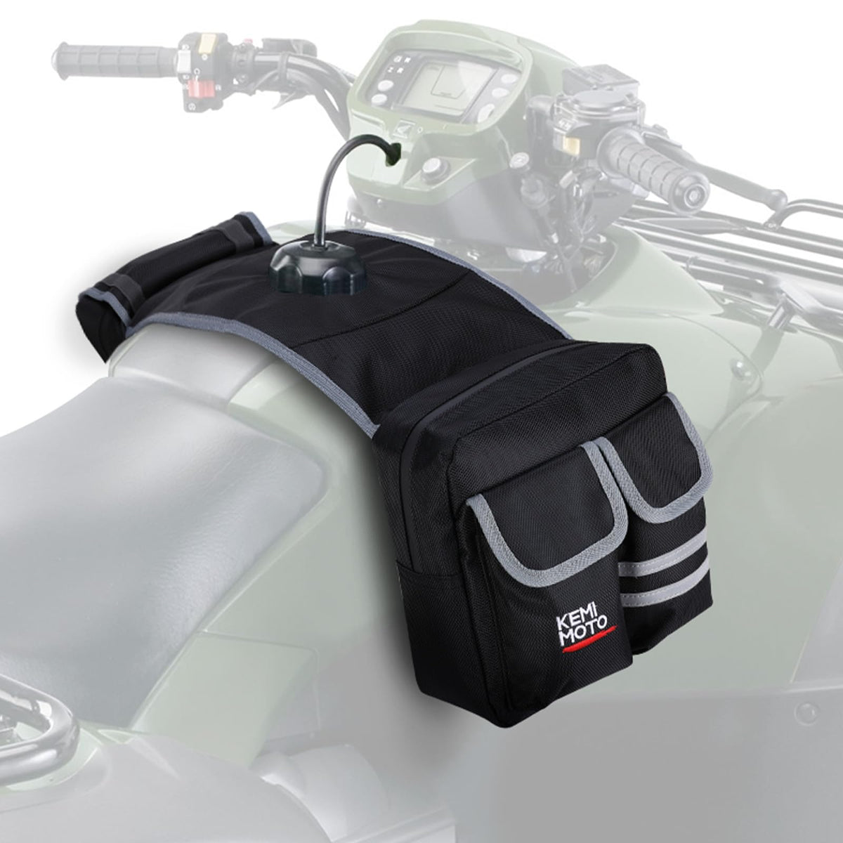 KEMIMOTO ATV tank bag with cooler keeps drinks cold for rugged rides.
