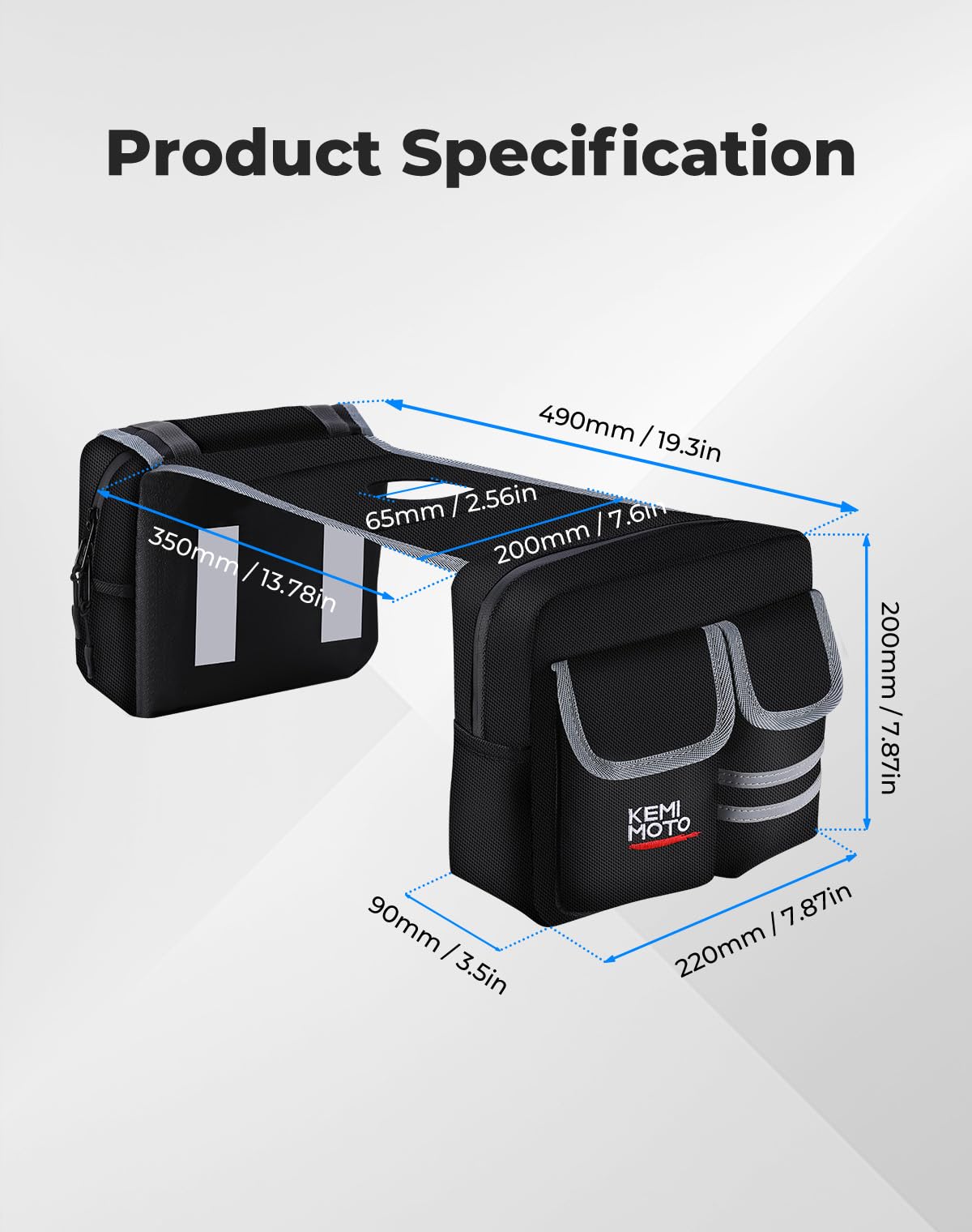 KEMIMOTO bag uses a water-resistant zipper to guard contents.