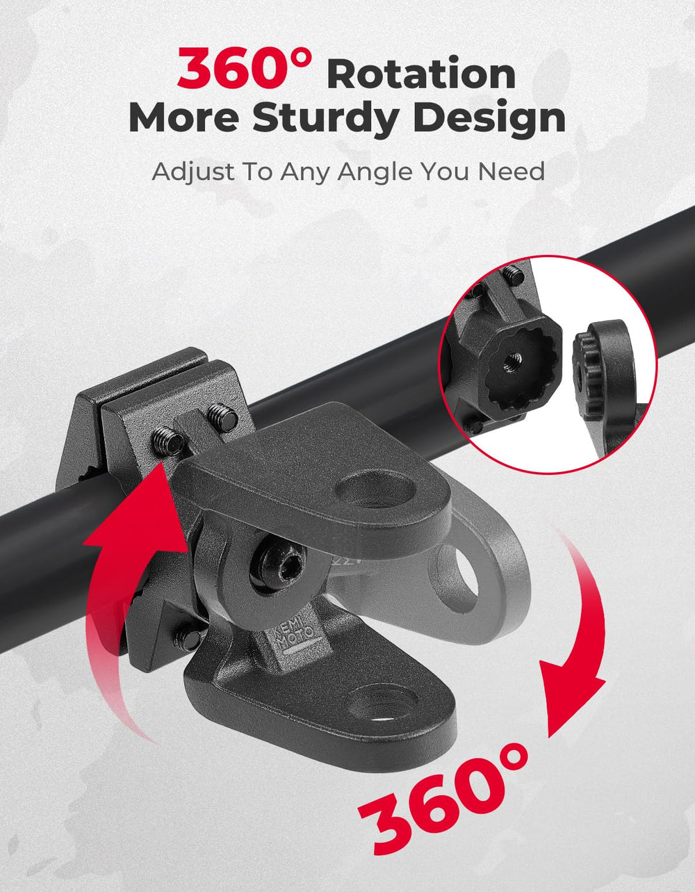 KEMIMOTO ATV whip mount with 12 pins for precise angle adjustments