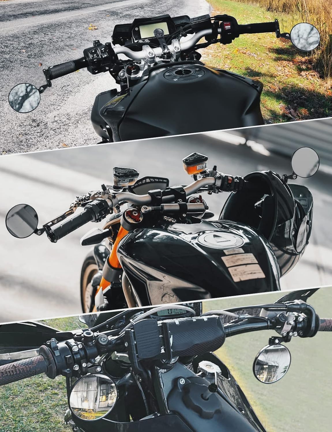 KEMIMOTO bar end mirror installed on 7/8 inch handlebars for quick fit