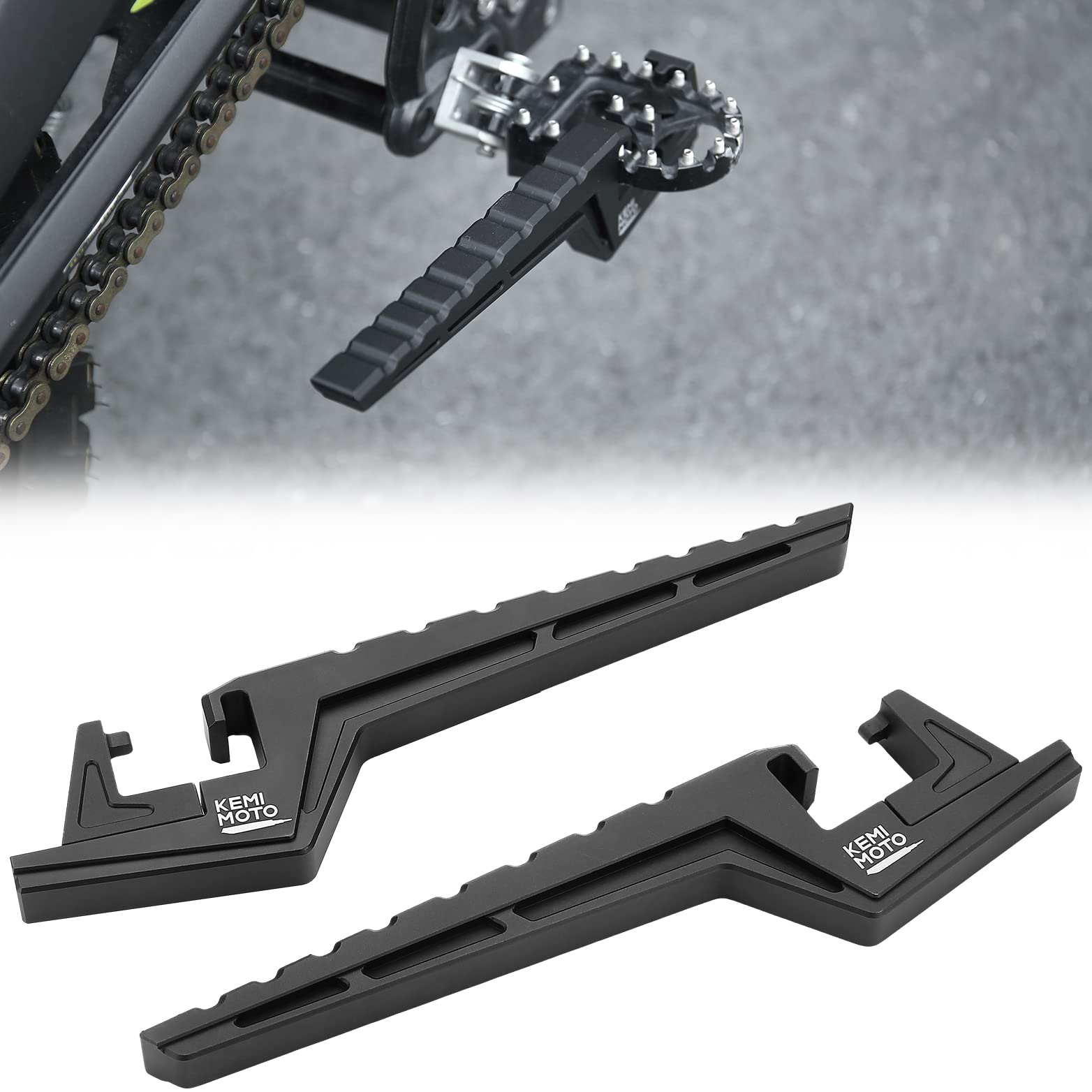 KEMIMOTO black footpegs withstand rugged off-road use for years.