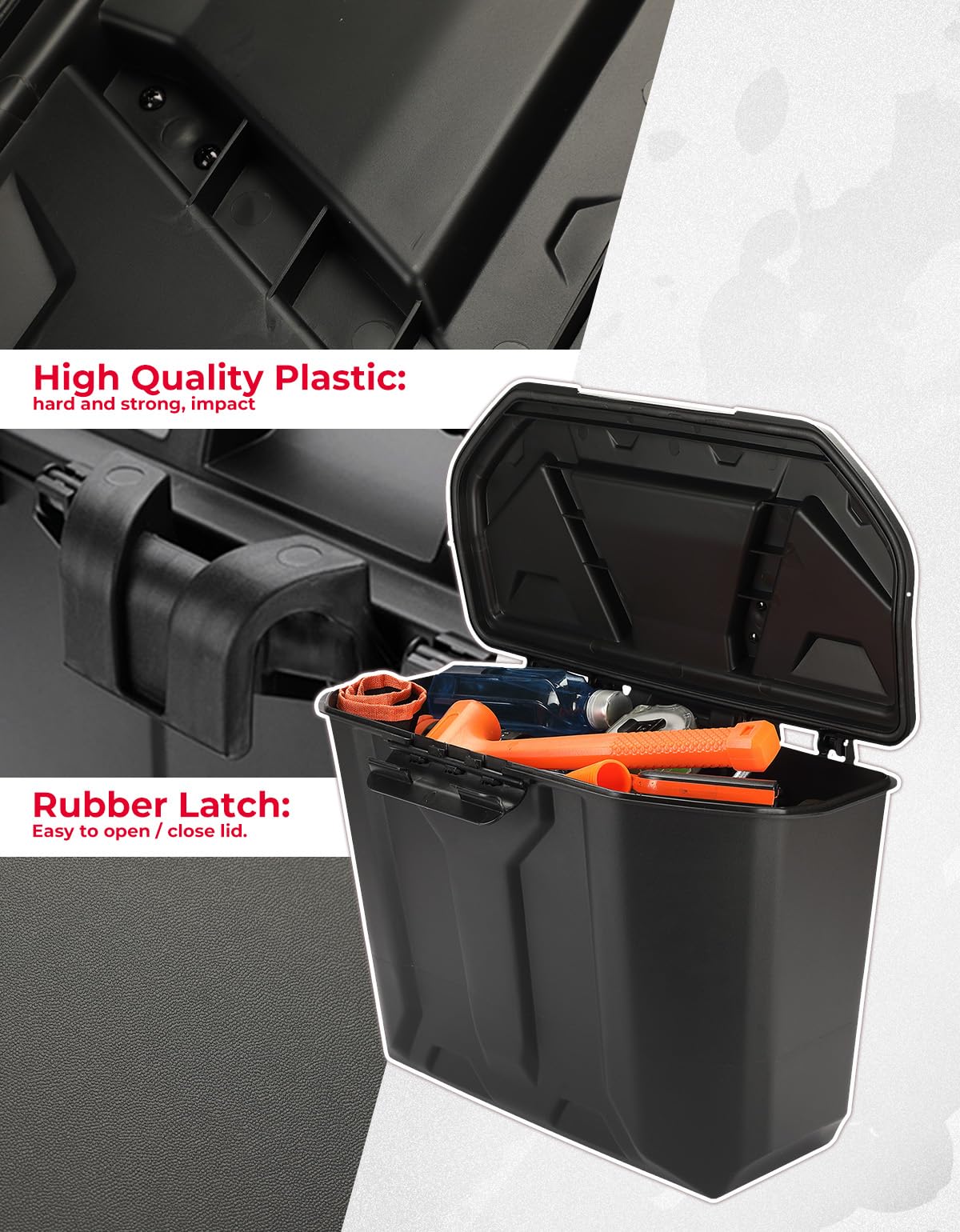 KEMIMOTO 715003314-compatible storage bin supports Can-Am Defender models.