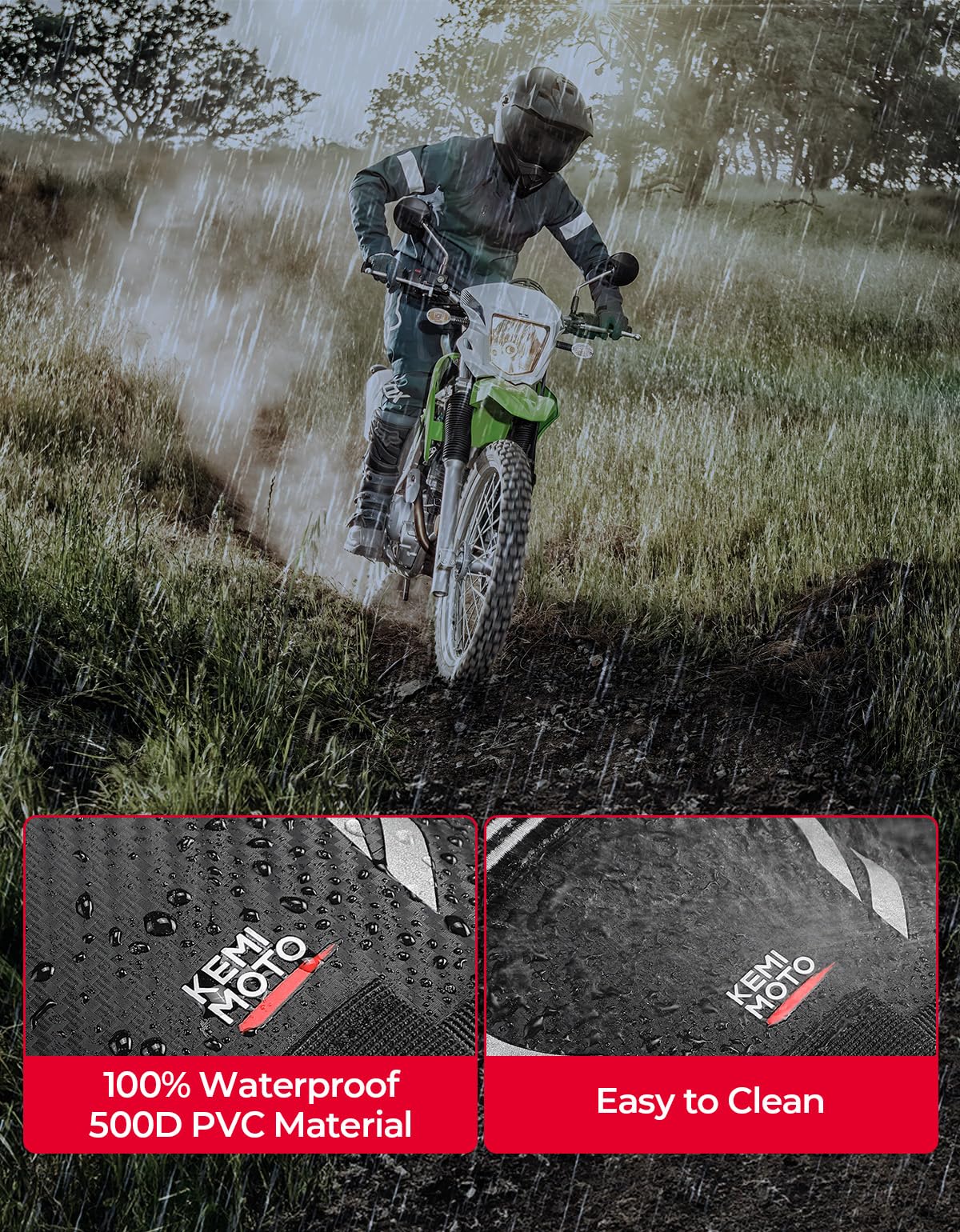 KEMIMOTO dirt bike fender tool bag 3-5l capacity holds phone and tools securely.