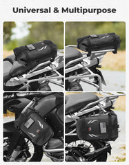 KEMIMOTO crash bar bag with adjustable straps stays stable.