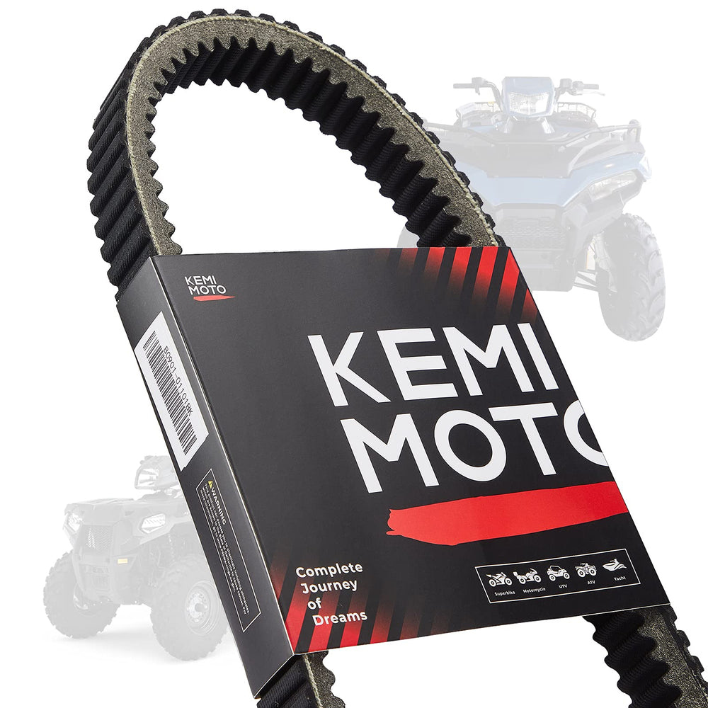 KEMIMOTO drive belt 3211113 close-up reveals aramid cord for durability.