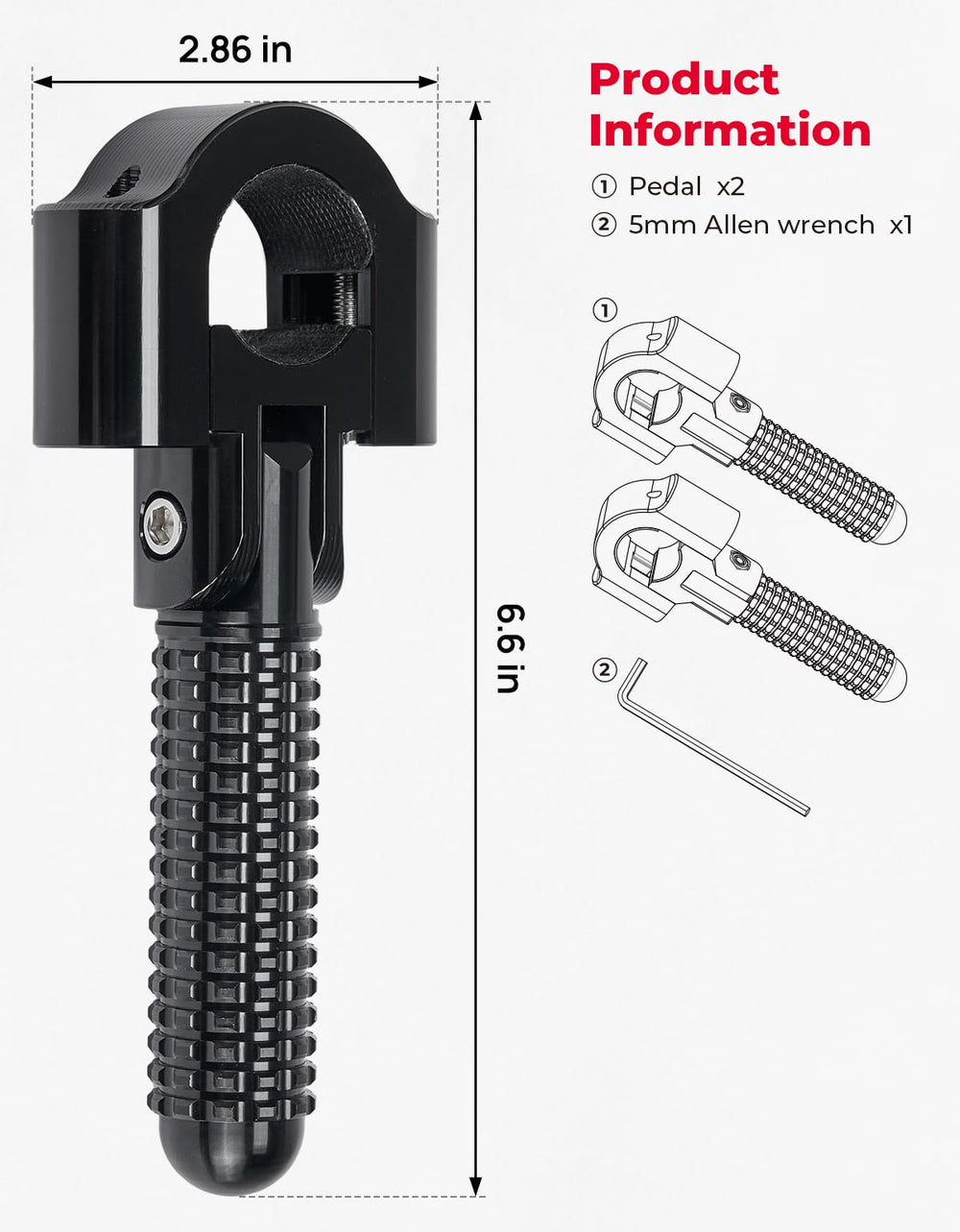 KEMIMOTO easy installation with no spacers for stable foot rests on long rides.