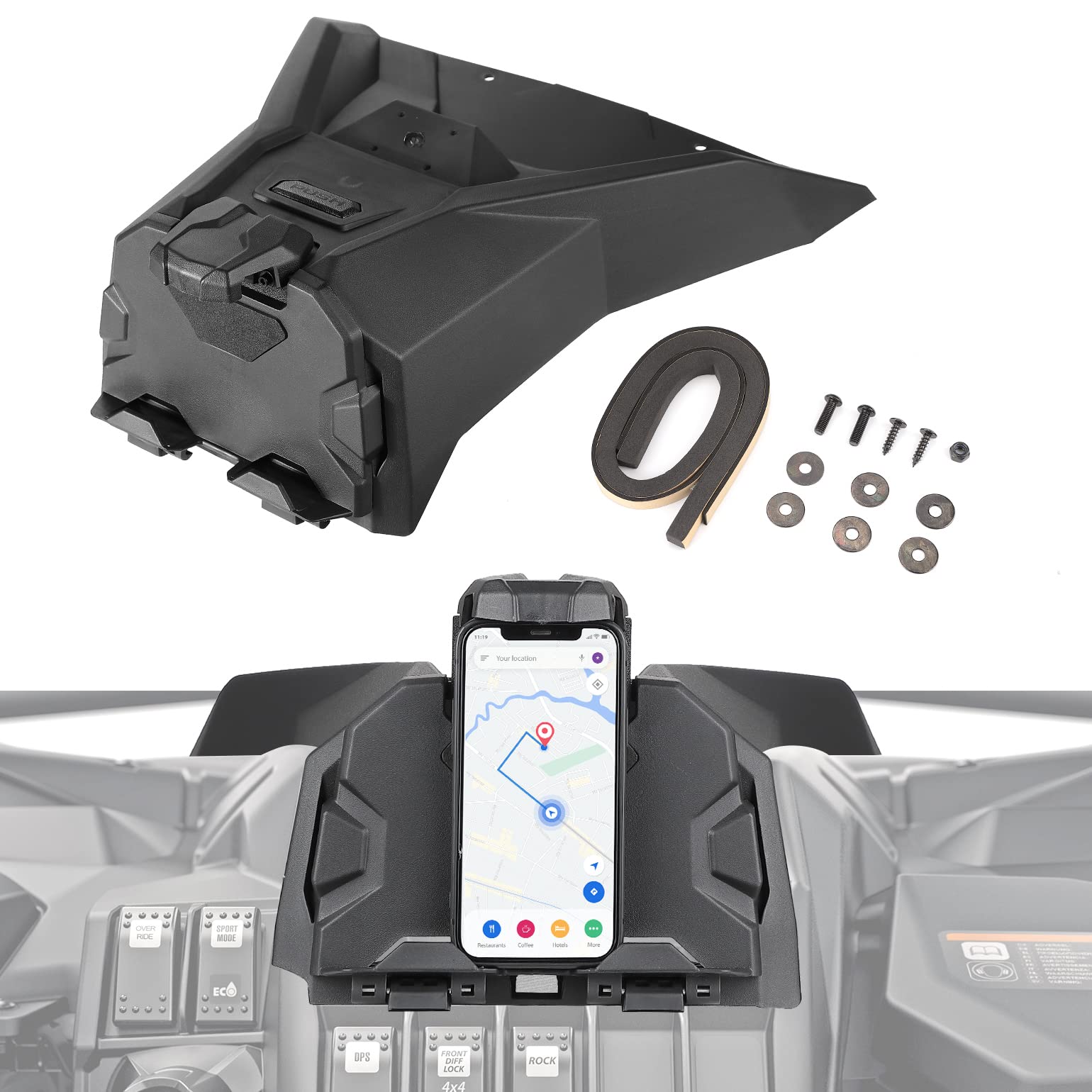 KEMIMOTO electronic device holder for Can-Am Maverick tablet mount keeps devices secure on trails.