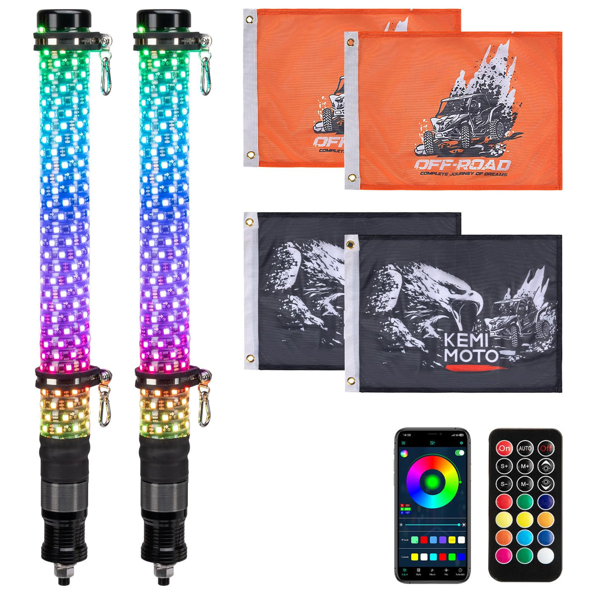 KEMIMOTO fat whip light 2ft front view boosts night visibility on trails