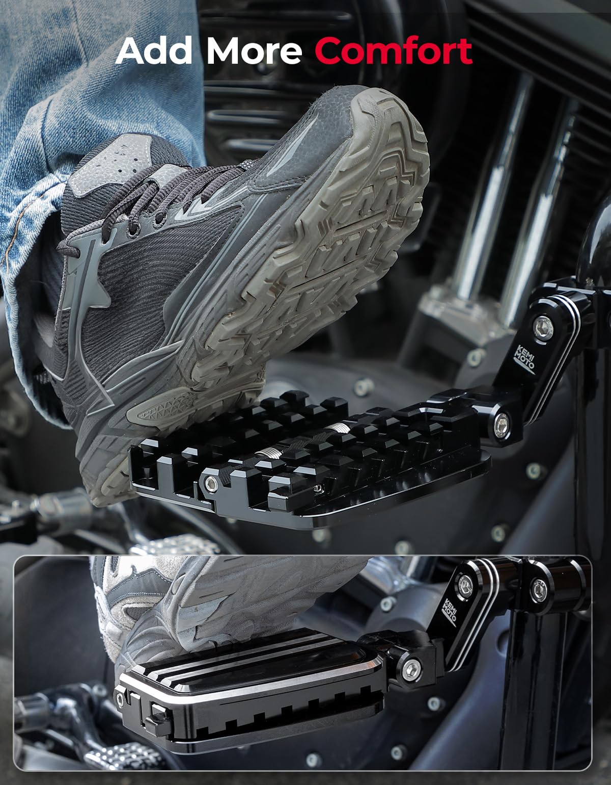 KEMIMOTO folding action demonstrates easy hands-free stowage during rides