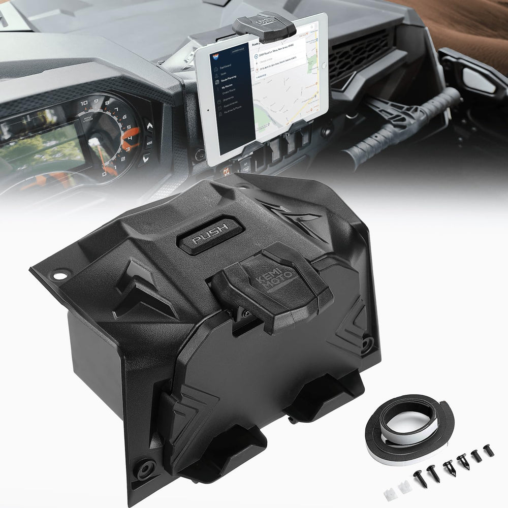 KEMIMOTO GPS mount with storage box for Polaris RZR cockpit keeps devices secure