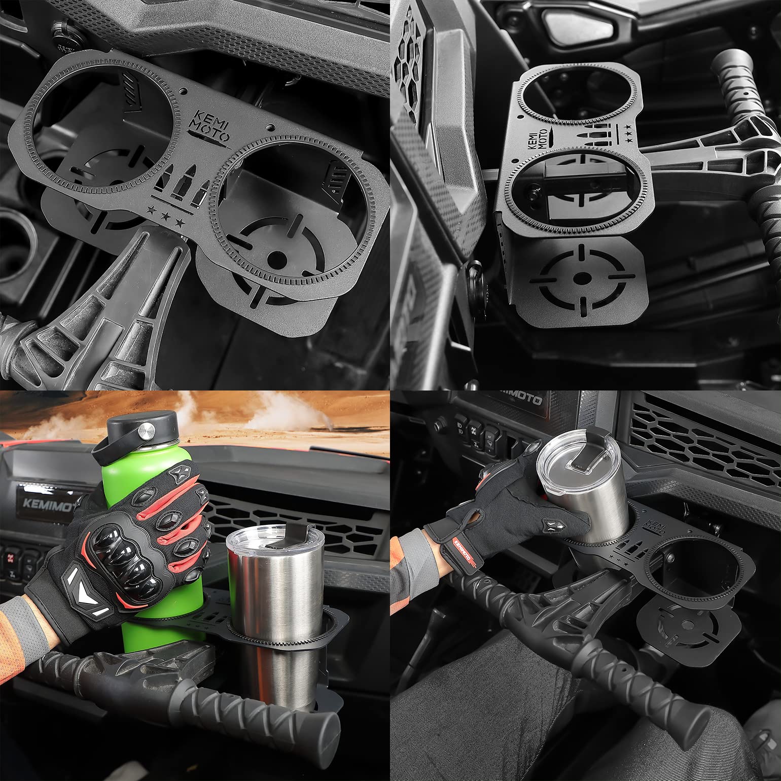 KEMIMOTO grab bar cup holder compatibility with Polaris RZR models ensures versatile fit.