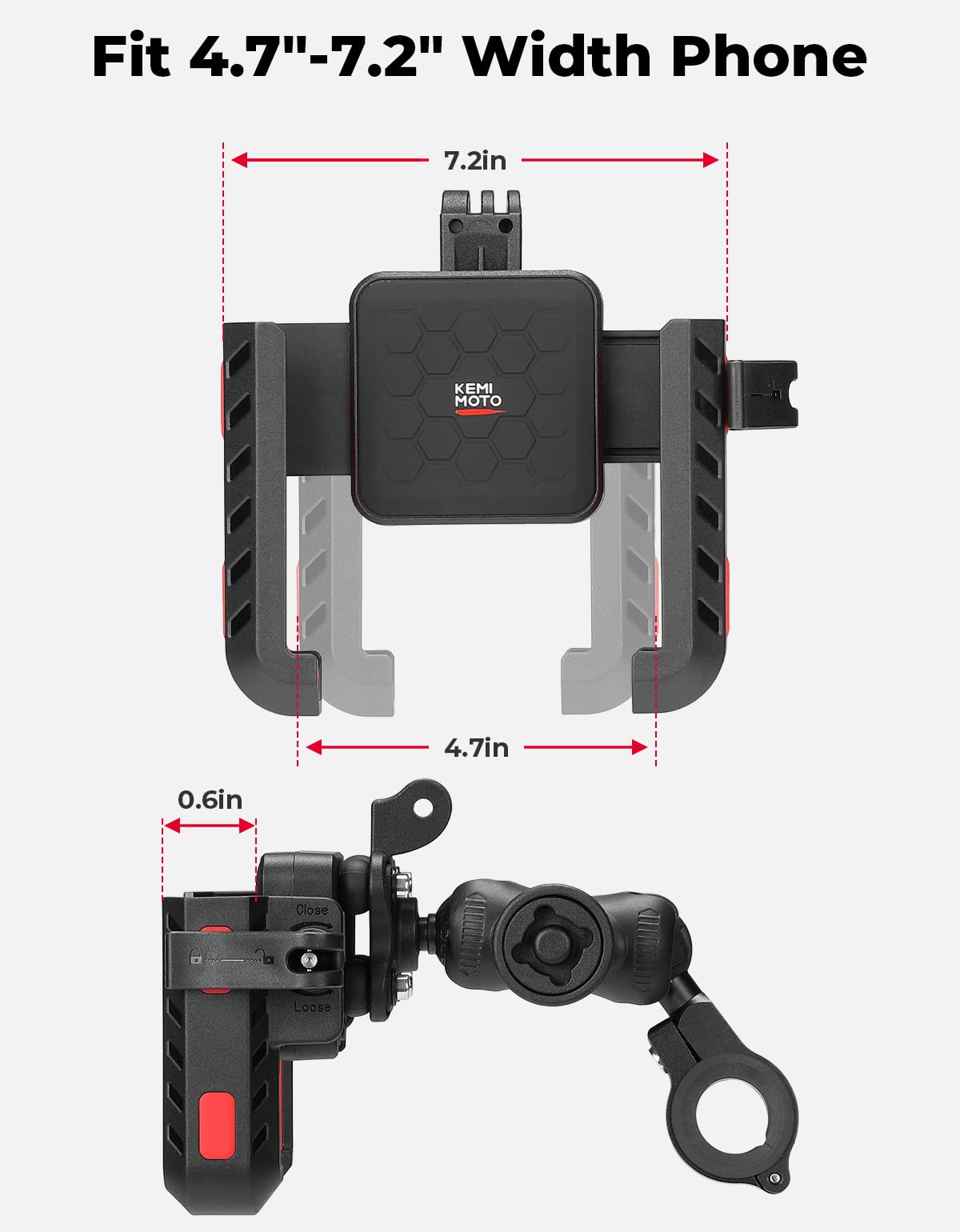 Handlebar compatibility from 0.5 to 1.26 inches for a wide range