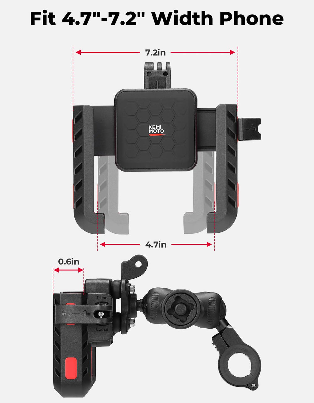 Handlebar compatibility from 0.5 to 1.26 inches for a wide range