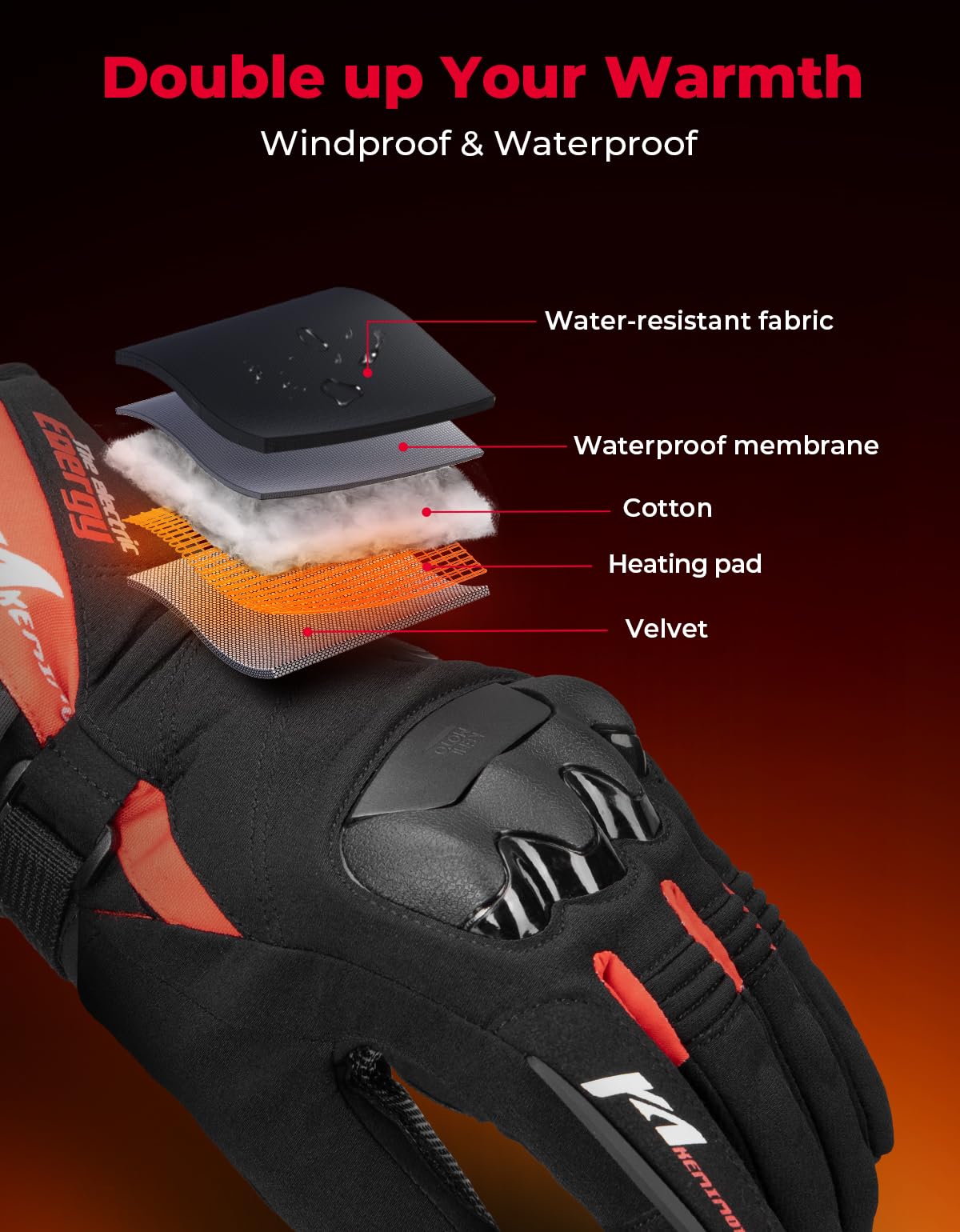 KEMIMOTO heated gloves touchscreen-ready fingertips for device use on the move