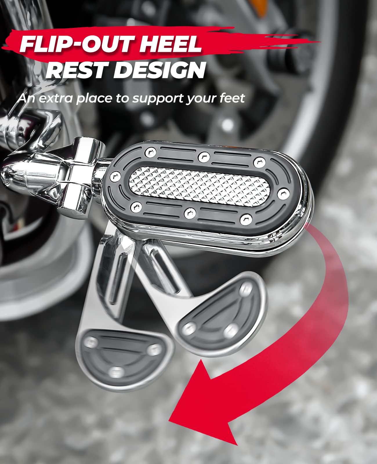 KEMIMOTO heel rest folded for compact storage during city riding