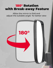 KEMIMOTO large, shatter-resistant mirror improves trail awareness in rough terrain.
