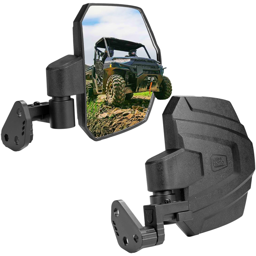 KEMIMOTO large side mirror on A-pillar for Polaris Ranger XP1000 improves visibility.