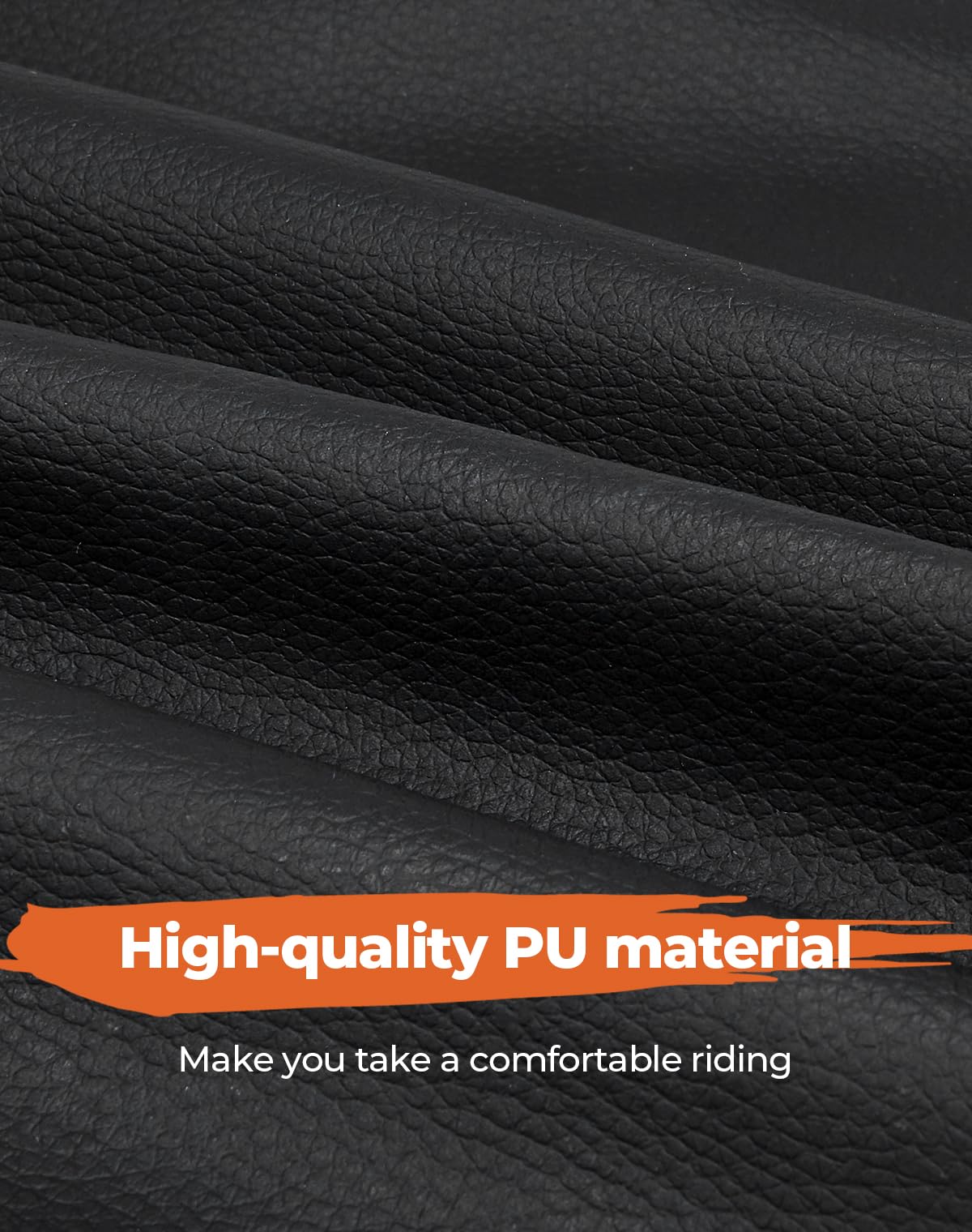 KEMIMOTO leather ATV seat cover, front view, shows snug fit and updated look.