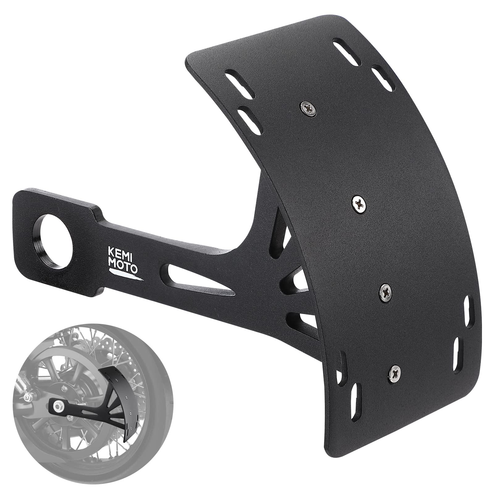 KEMIMOTO curved license bracket with curve-side mount for a clean tail look