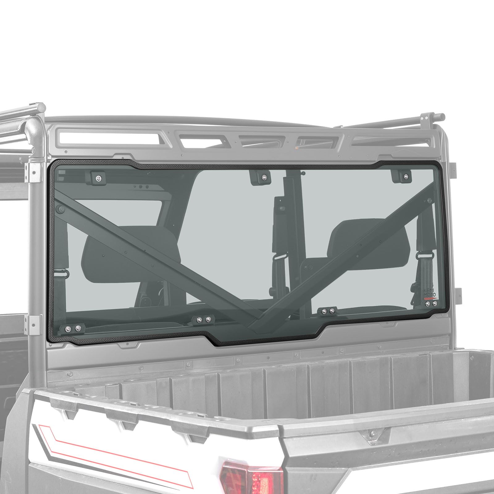 KEMIMOTO rear window front view shows durable PC panel built for outdoor use.